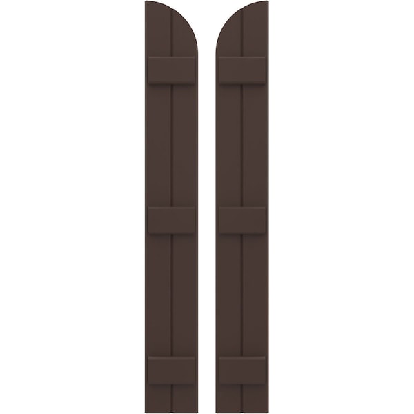 Ekena Millwork Americraft 2-Board (3 Batten) Wood Joined Board-n-Batten Shutters w/ Arch Top, ARW401BQ207X77TBH, PR ARW401BQ207X77TBH - main